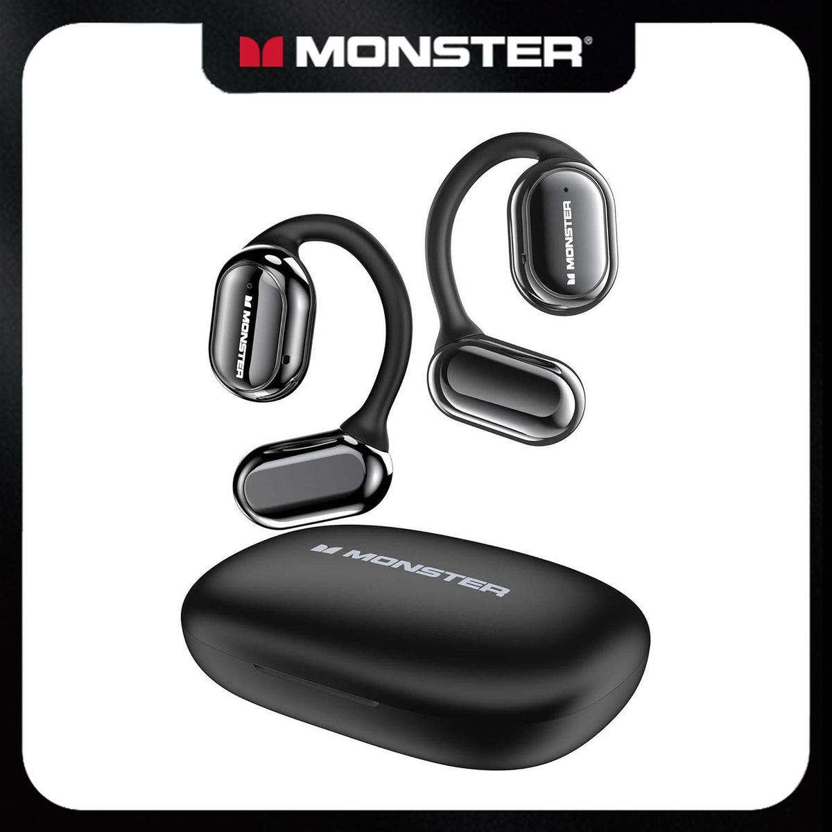 Monster Open Free AC100 Open-Ear Wireless Earbuds - Bluetooth 5.3, 16mm Drivers, AI Noise Cancellation & 30H Playtime