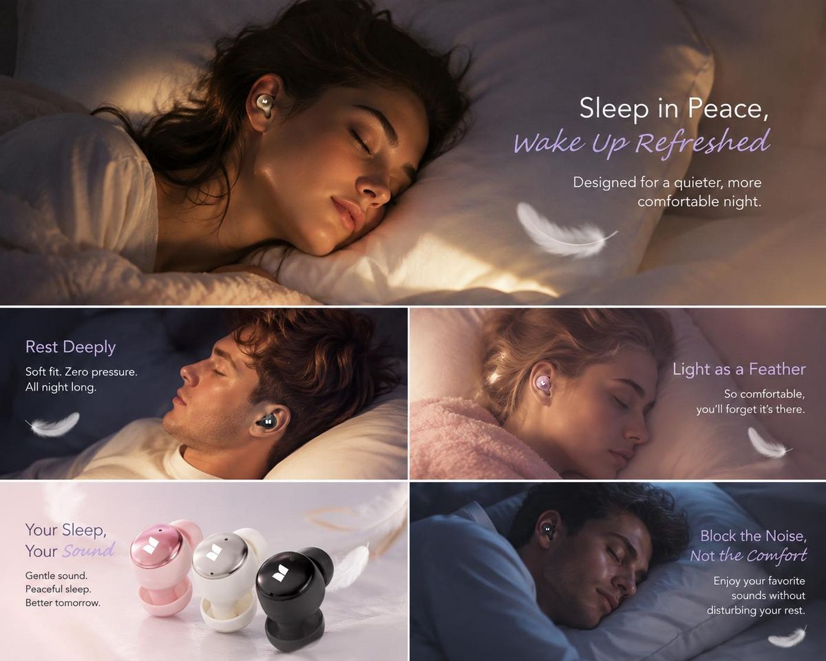 Monster MD21 Sleep Wireless Earbuds - Mini Invisible Design, Earjoy App, White Noise & Custom EQ