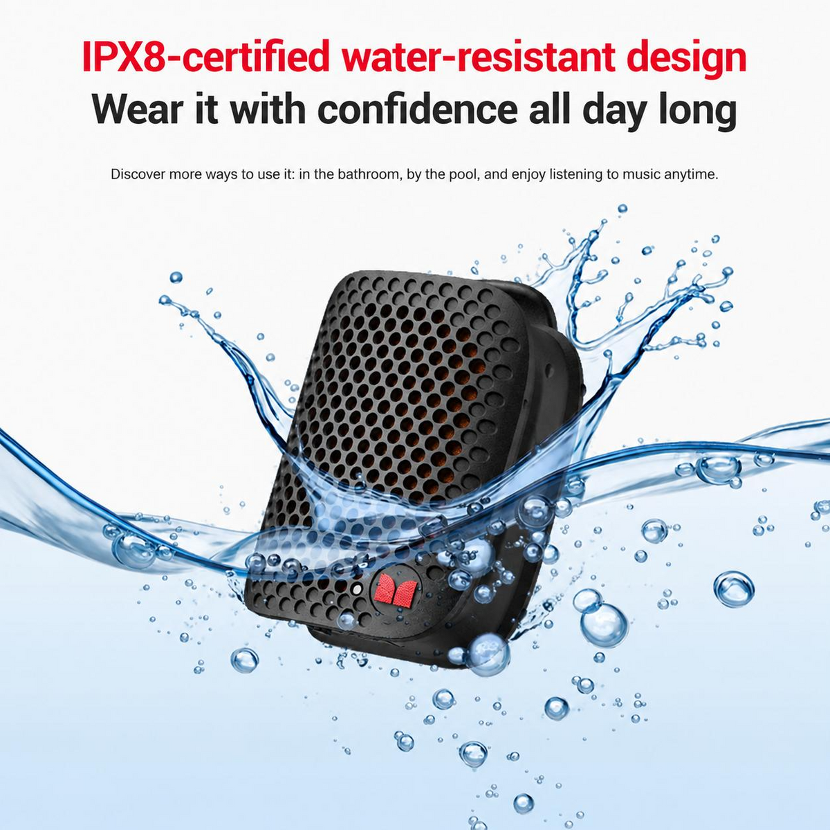Monster M3 Portable Bluetooth Speaker - Magnetic Clip-On, TWS Stereo, IPX8 Waterproof & 80g Lightweight