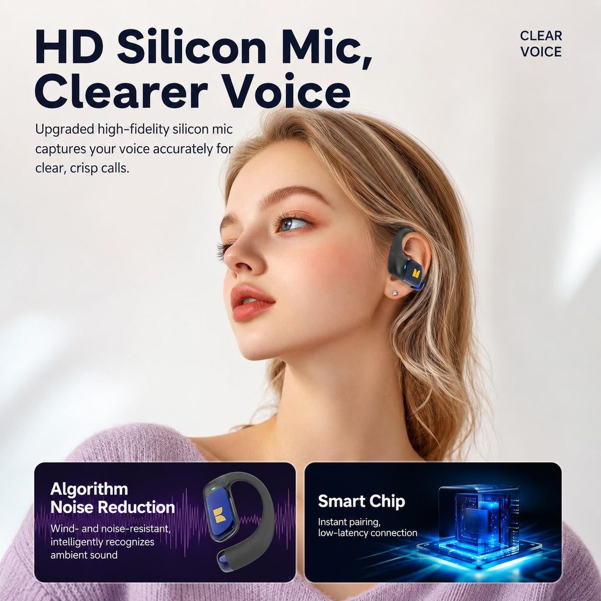 Monster 2-in-1 Open-Ear Wireless Earbuds - Bluetooth 6.0, 100H Playtime, ENC & Detachable Neckband