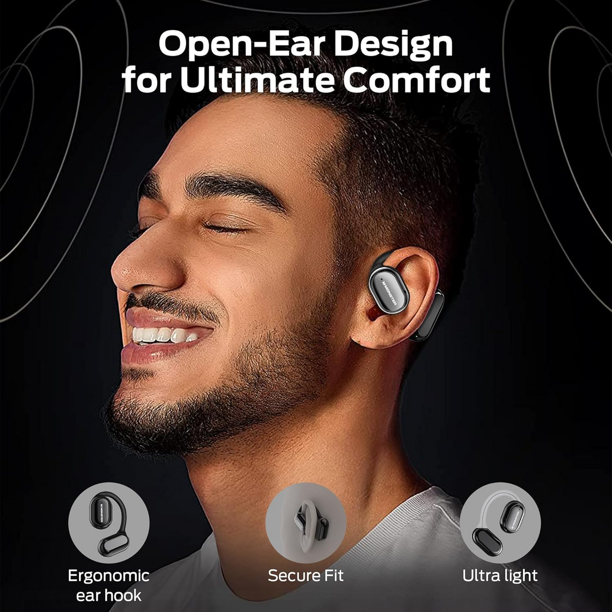 Monster Open Free AC100 Open-Ear Wireless Earbuds - Bluetooth 5.3, 16mm Drivers, AI Noise Cancellation & 30H Playtime