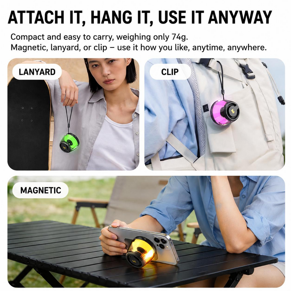 Monster Mini Wireless Speaker - Bluetooth 6.0, RGB Lights, 360° Sound, TWS & Magnetic Design