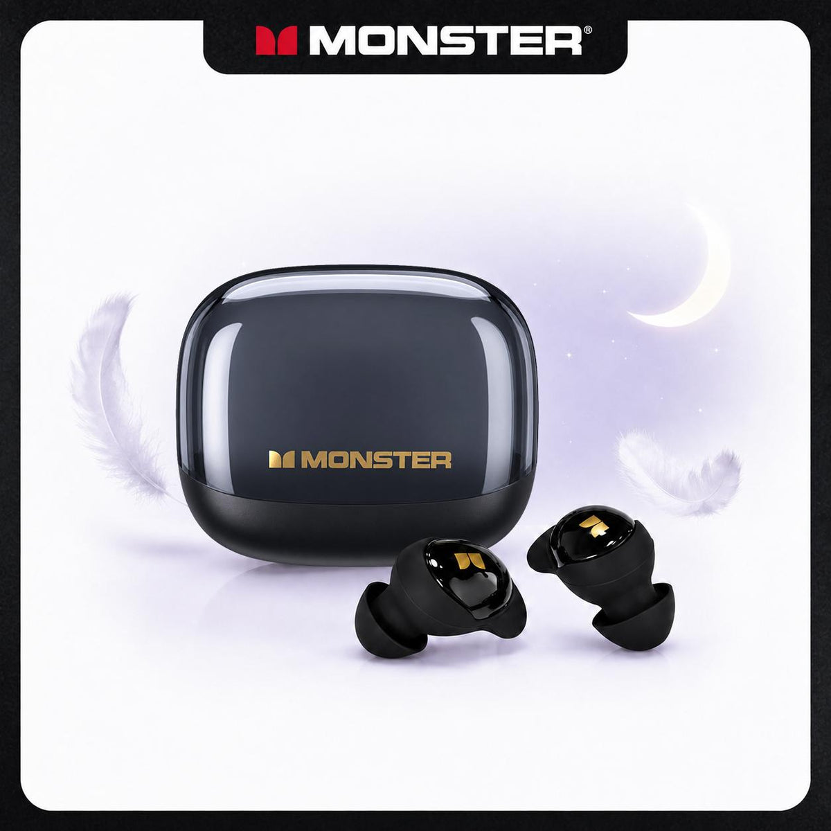 Monster MD21 Sleep Wireless Earbuds - Mini Invisible Design, Earjoy App, White Noise & Custom EQ
