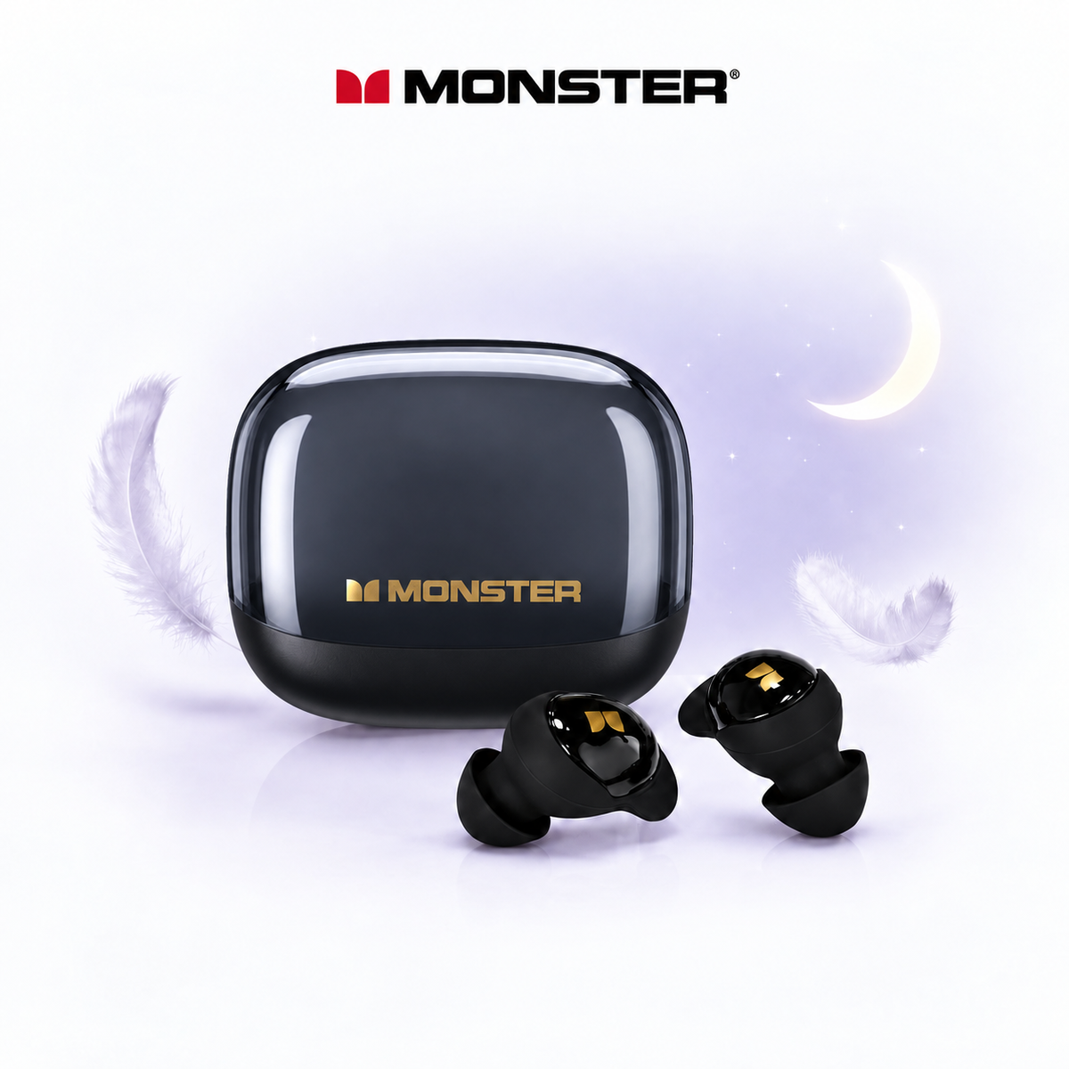 Monster MD21 Sleep Wireless Earbuds - Mini Invisible Design, Earjoy App, White Noise & Custom EQ